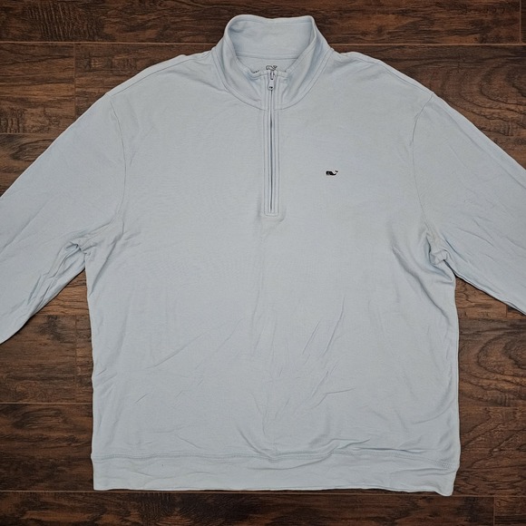 Vineyard Vines Mens XXL Quarter Zip Pullover Long Sleeve Shirt Blue Whale Logo - Picture 1 of 10